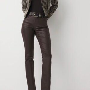 White House Black Market Brown Coated Denim Jeans – High-Waist Micro Boot